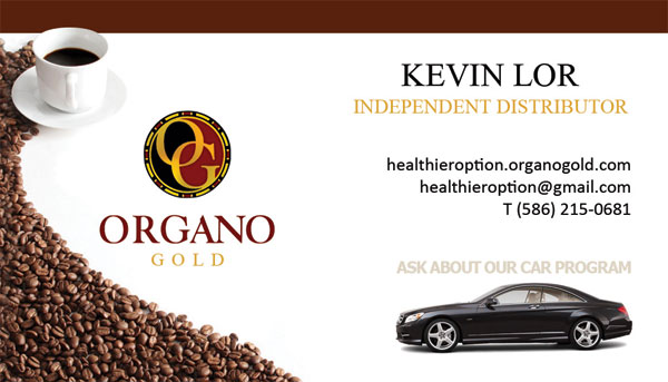 Organo Gold Business Card design for Kevin Lor
