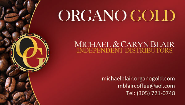 Michael Blair & Caryn Organo Gold Business Cards