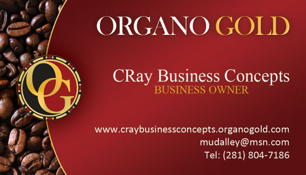 CRay Business Concepts Organo Gold Business Cards