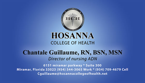Hosanna College of Health in Miramar Business Cards