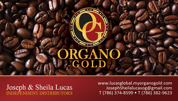 Joseph & Sheila Lucas Organo Gold Business Cards