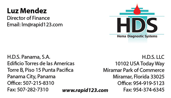 Luz Mendez Hema Diagnostic Systems Business Cards