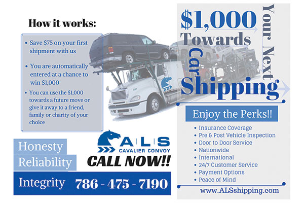 Flyer for ALS Shipping company.