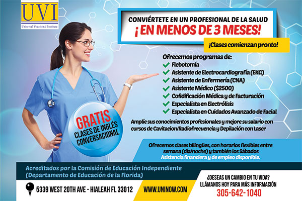 Flyer design for Universal Vocational Institute in Hialeah.