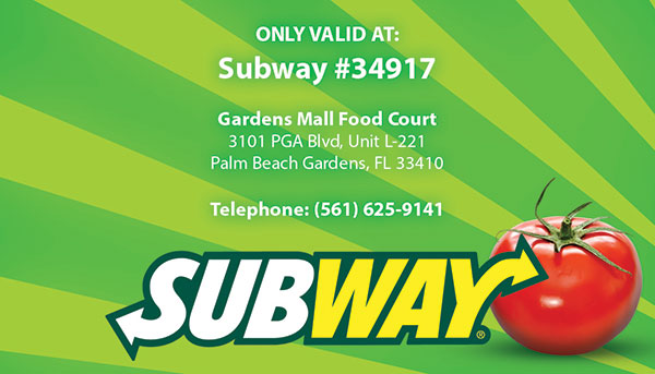 Subway Restaurant Rewards Card Printing and Graphic Designing
