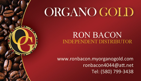 Ron Bacon Organo Gold Business Card design.