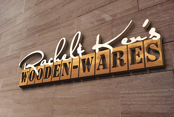 Wooden Wares logo 3D mock up.