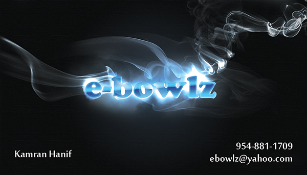 e-Bowlz electric hookah design for business card printing in Pembroke Pines.