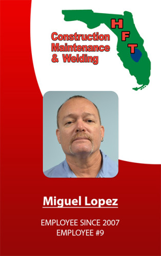 ID Badges for HFT Construction Maintenance and Welding of Davie Florida.