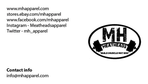 Business Cards for an apparel company for the gym called Meat Head.