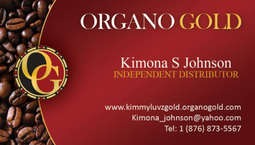 Organo Gold Business Cards for Kimona S Johnson.