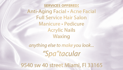 Business card for a Spa in Hialeah Gardens called Forever Young.