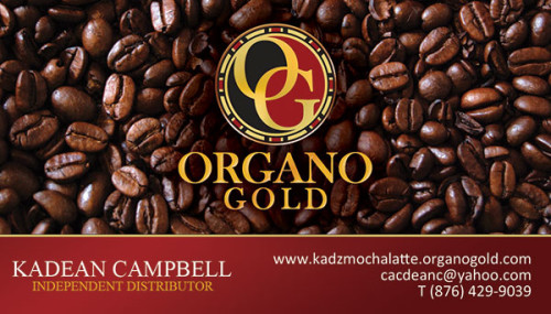 Organo Gold Business Cards for Kadean Campbell.