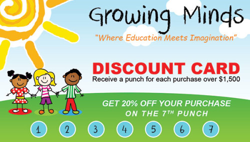 Discount Cards design for Growing Minds.