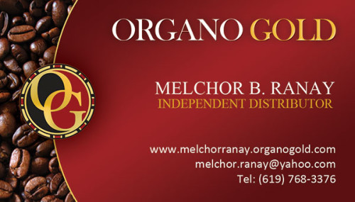 Organo Gold business card for Melchor B Ranay.