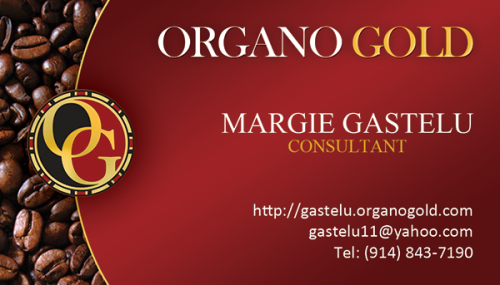 Organo Gold business card for Margie Gastelu