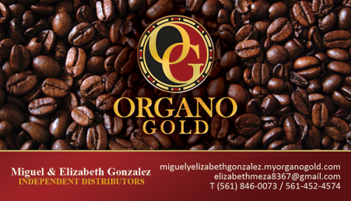 Miguel and Elizabeth Gonzalez Organo Gold Business Cards
