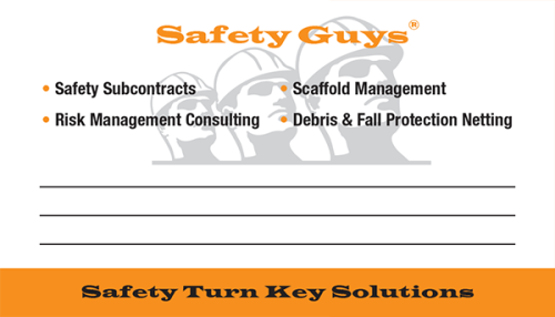Business Cards printed for Safety Guys of Pembroke Park, Florida