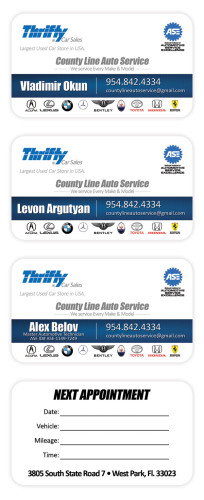 Thrifty Car Sales Auto Service Business Card design