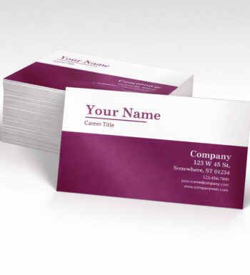 A magenta business card with an elegant silk finish.