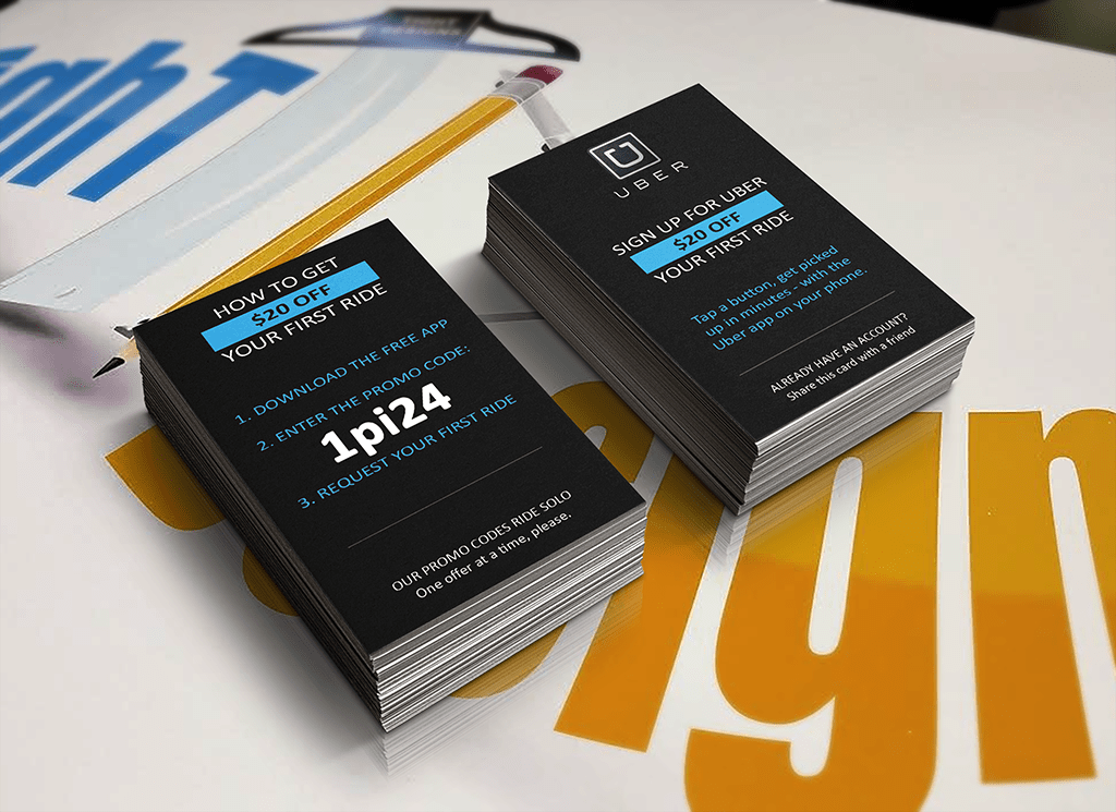 Uber Referral Cards printed on Premium Card-Stock