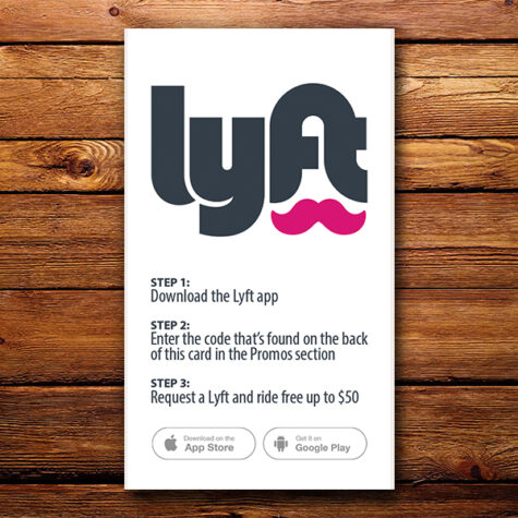 Lyft business cards with instructions for sign up.