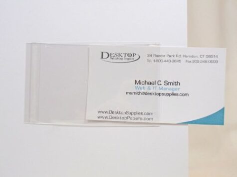 Transparent business card sleeves.