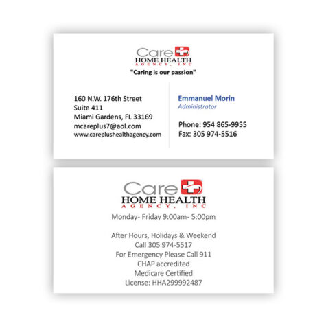 Care Home Health Agency - Business Cards