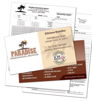 Paradise Construction Invoices and Business Cards