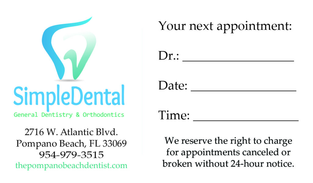 Simple Dental Appointment Cards Tight Designs & Printing Service of