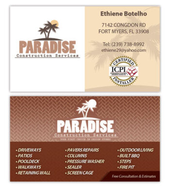 Paradise Pavers Business Cards