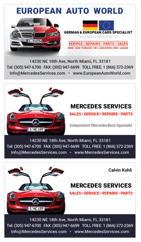 German and European Car Business Cards
