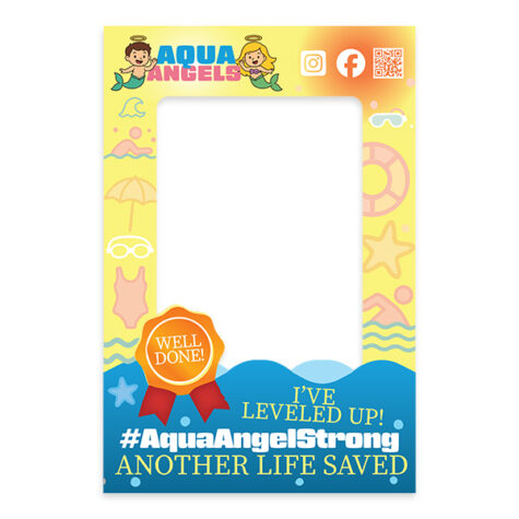 Photo Frame for taking Selfies, graduating from the swim school Aqua Angels.