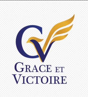 Grace et Victoire church banner backdrop design with stand