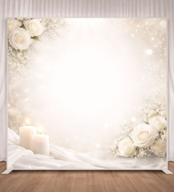 Backdrop for photos at a funeral memorial service.