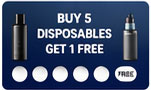 Small blue vape shop punch card displaying offer.