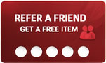 Small red vape shop punch card displaying offer.